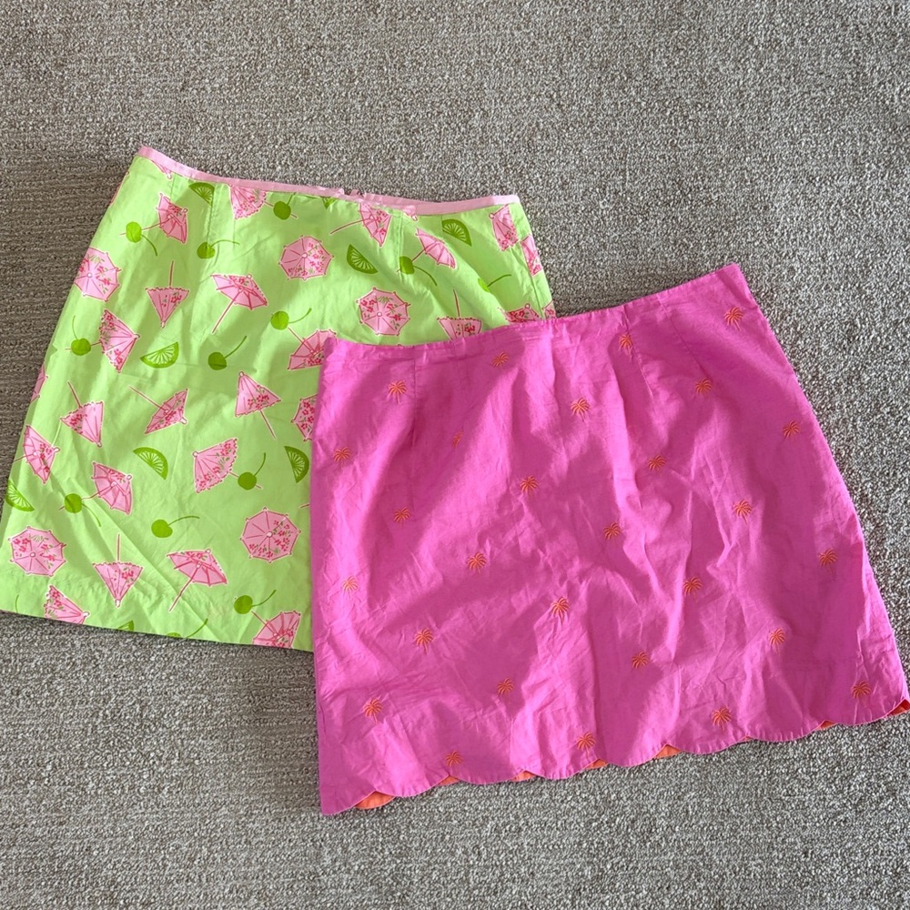 LILLY PULITZER SKIRT BUNDLE. Both are Size 12 and Measure 32” Waist , Length 19”
